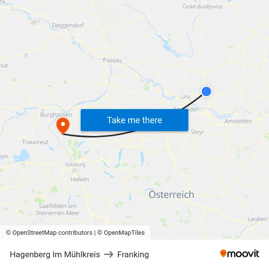 Hagenberg Im Mühlkreis to Franking map