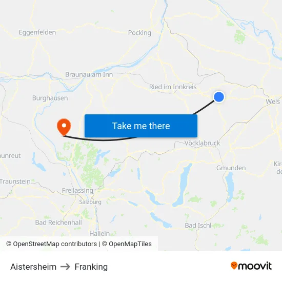 Aistersheim to Franking map
