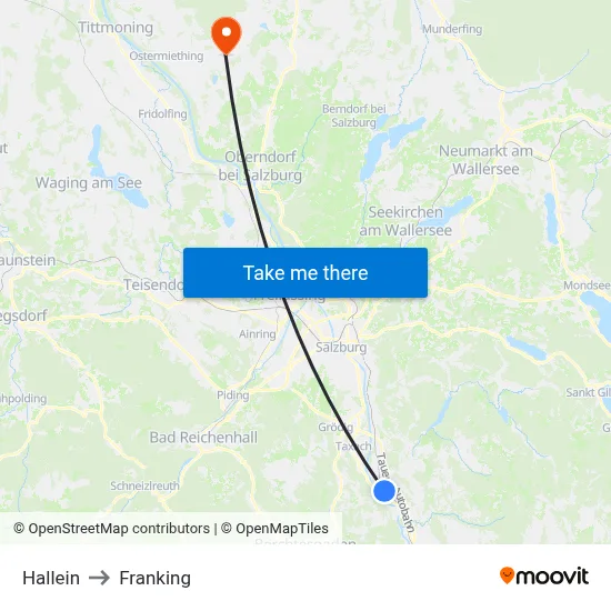 Hallein to Franking map