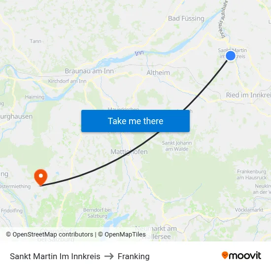 Sankt Martin Im Innkreis to Franking map