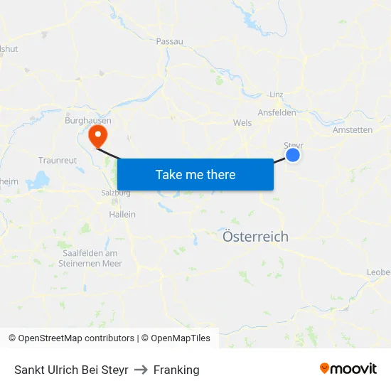 Sankt Ulrich Bei Steyr to Franking map