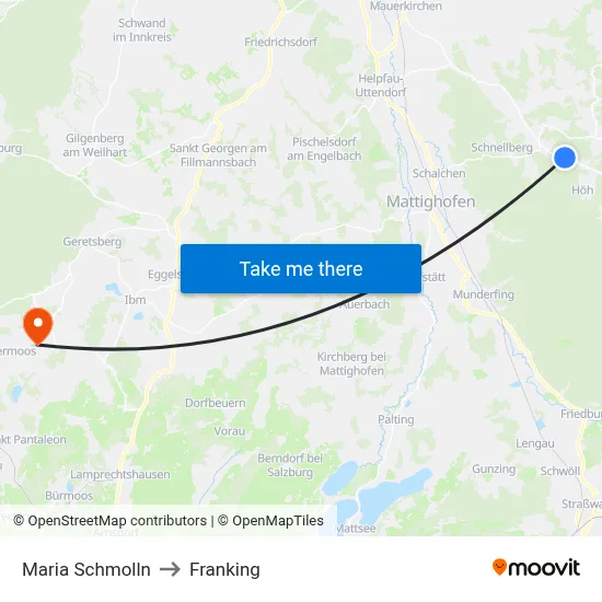 Maria Schmolln to Franking map