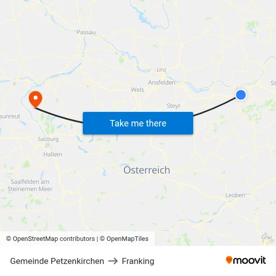Gemeinde Petzenkirchen to Franking map