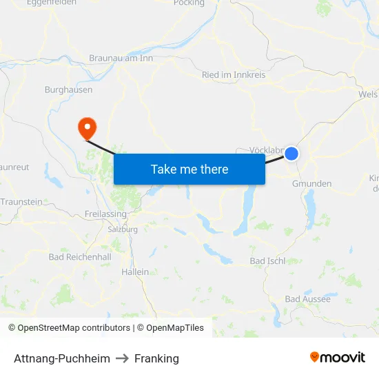 Attnang-Puchheim to Franking map