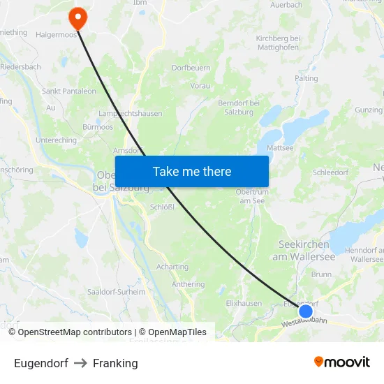 Eugendorf to Franking map