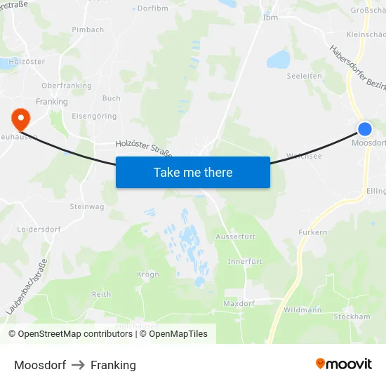 Moosdorf to Franking map