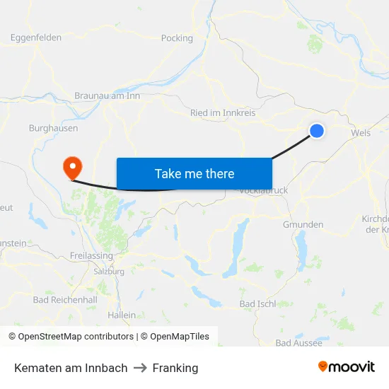 Kematen am Innbach to Franking map