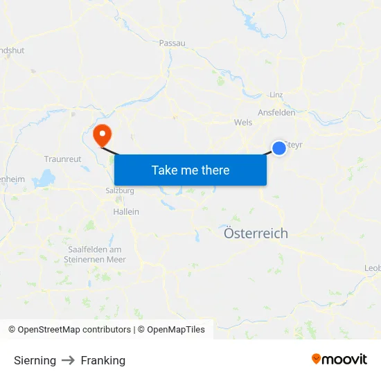 Sierning to Franking map