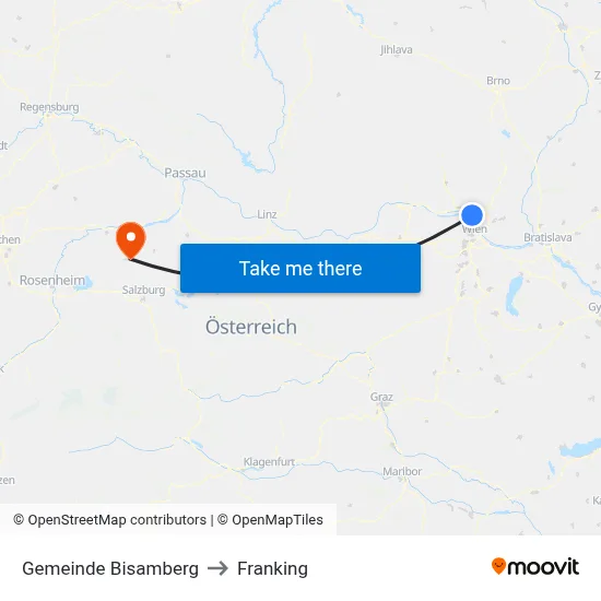Gemeinde Bisamberg to Franking map