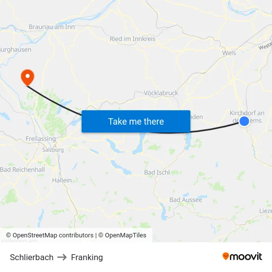 Schlierbach to Franking map