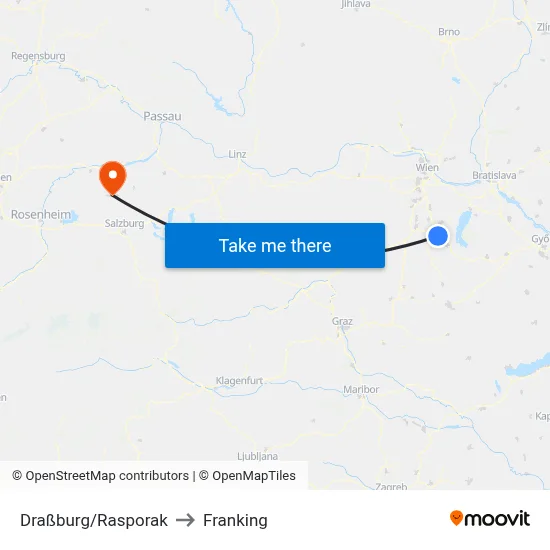 Draßburg/Rasporak to Franking map