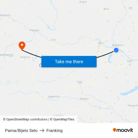 Pama/Bijelo Selo to Franking map