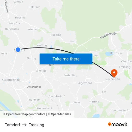 Tarsdorf to Franking map