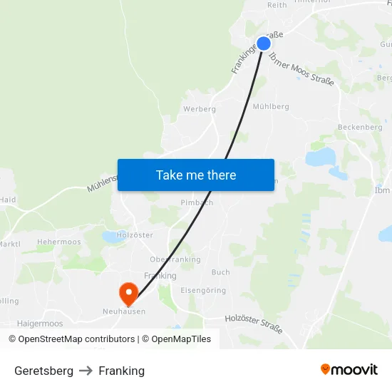 Geretsberg to Franking map