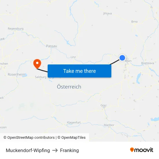 Muckendorf-Wipfing to Franking map