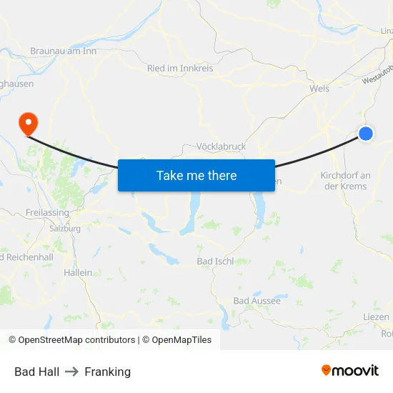 Bad Hall to Franking map