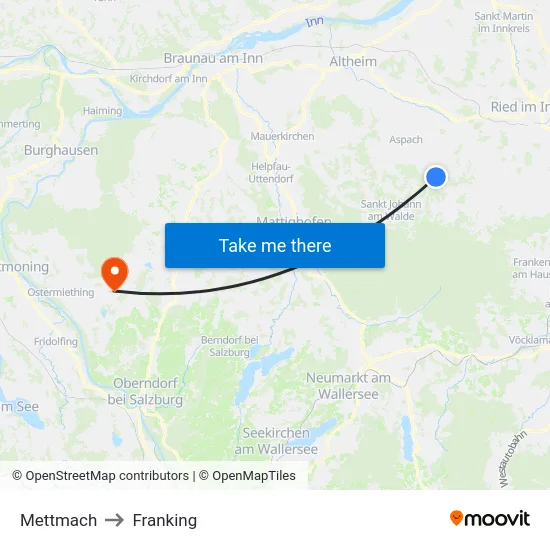 Mettmach to Franking map