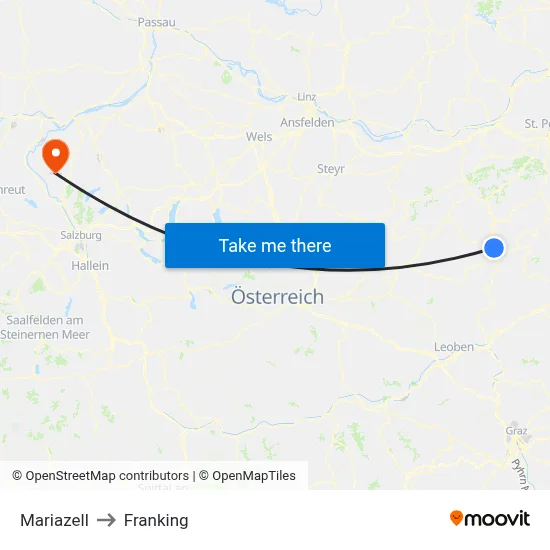 Mariazell to Franking map