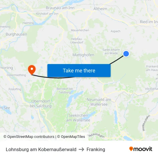 Lohnsburg am Kobernaußerwald to Franking map