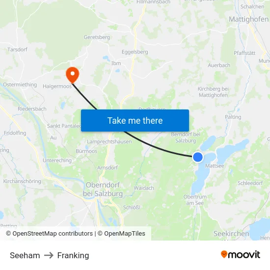 Seeham to Franking map