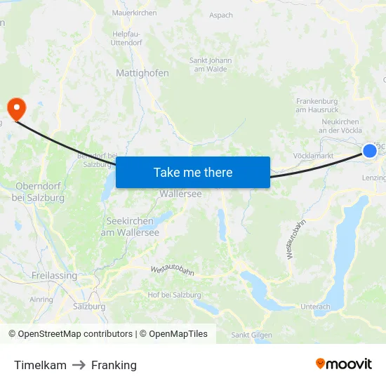 Timelkam to Franking map
