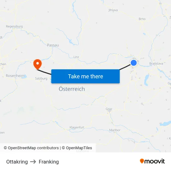 Ottakring to Franking map