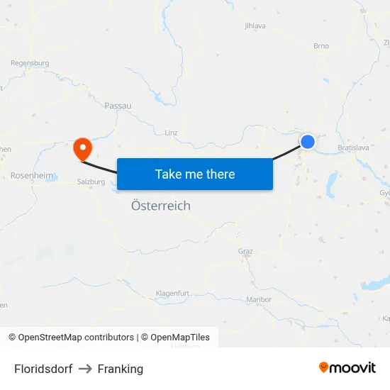 Floridsdorf to Franking map