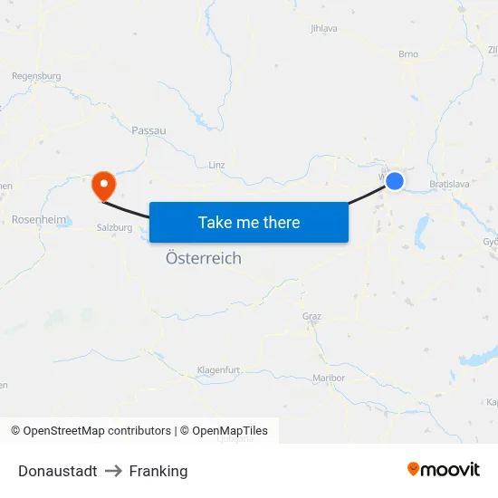 Donaustadt to Franking map