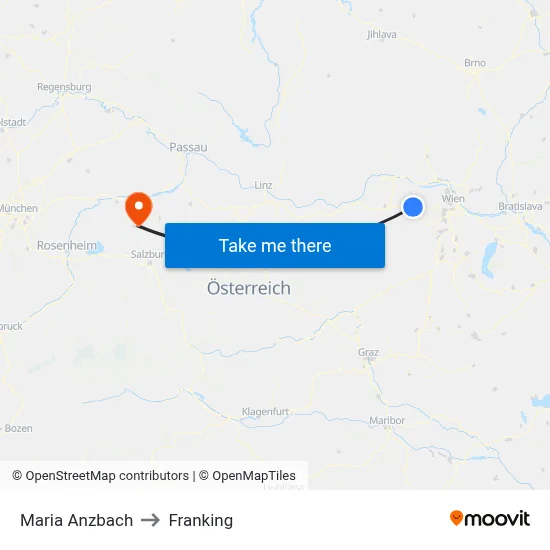 Maria Anzbach to Franking map