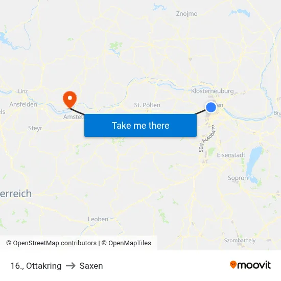 16., Ottakring to Saxen map