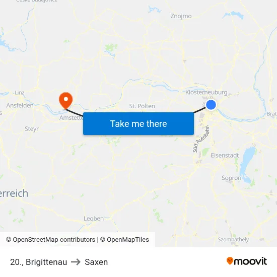 20., Brigittenau to Saxen map