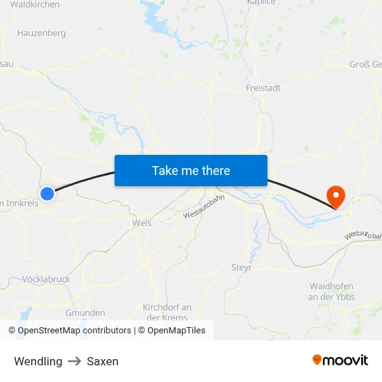 Wendling to Saxen map