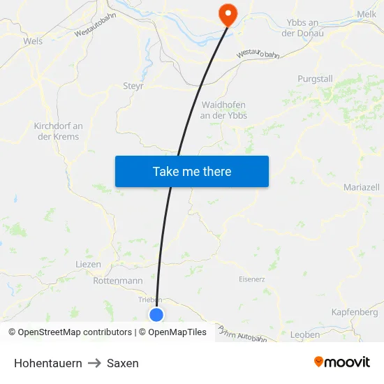 Hohentauern to Saxen map