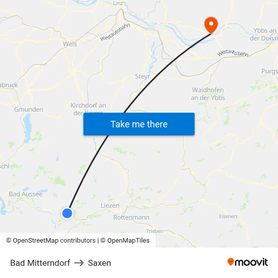 Bad Mitterndorf to Saxen map