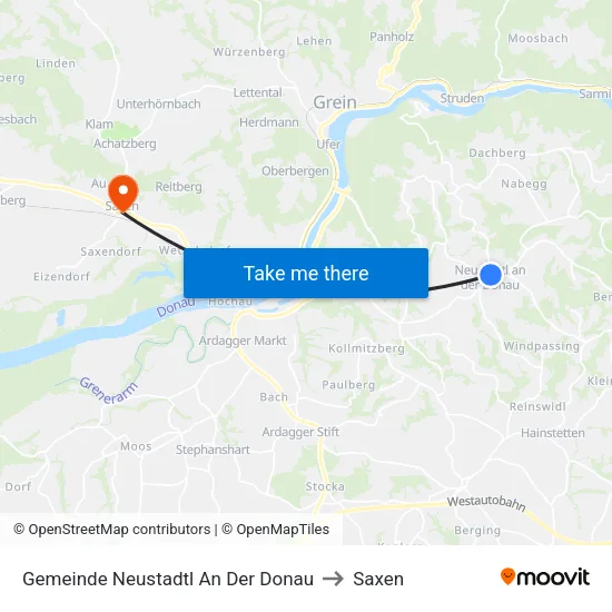 Gemeinde Neustadtl An Der Donau to Saxen map