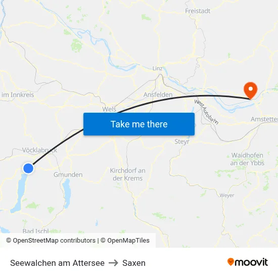 Seewalchen am Attersee to Saxen map
