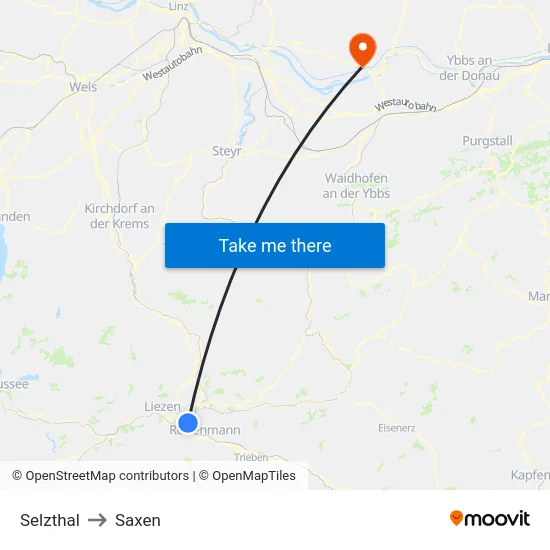 Selzthal to Saxen map
