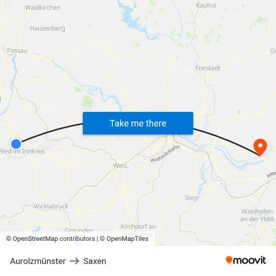 Aurolzmünster to Saxen map