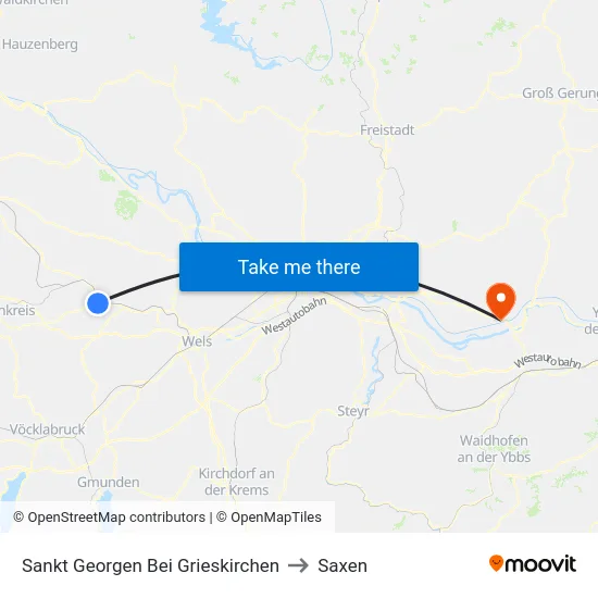 Sankt Georgen Bei Grieskirchen to Saxen map