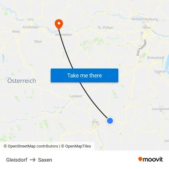 Gleisdorf to Saxen map