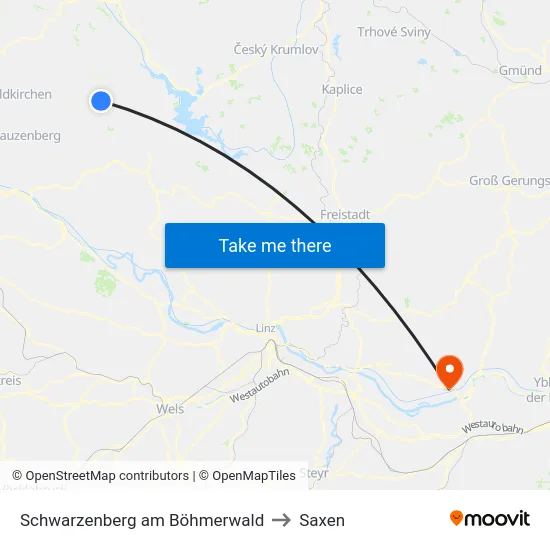 Schwarzenberg am Böhmerwald to Saxen map