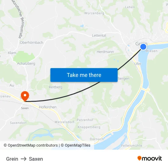 Grein to Saxen map
