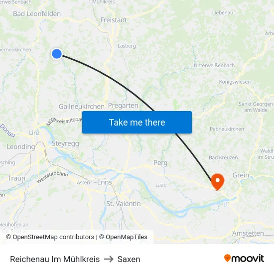 Reichenau Im Mühlkreis to Saxen map