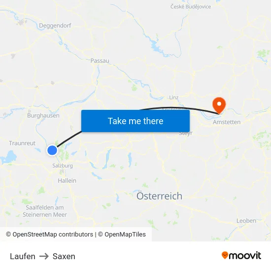 Laufen to Saxen map