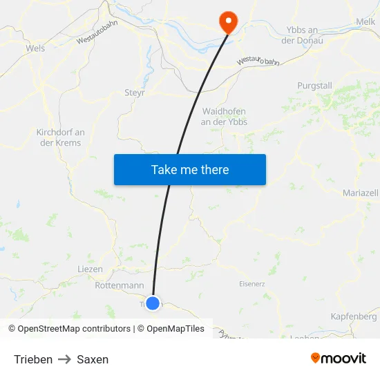 Trieben to Saxen map