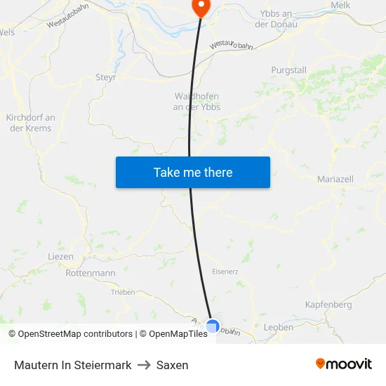 Mautern In Steiermark to Saxen map