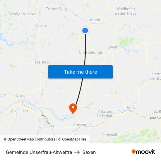 Gemeinde Unserfrau-Altweitra to Saxen map