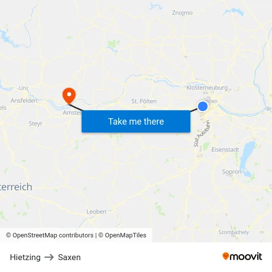 Hietzing to Saxen map