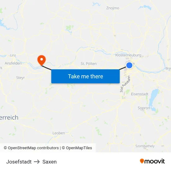 Josefstadt to Saxen map