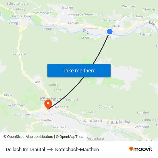 Dellach Im Drautal to Kötschach-Mauthen map